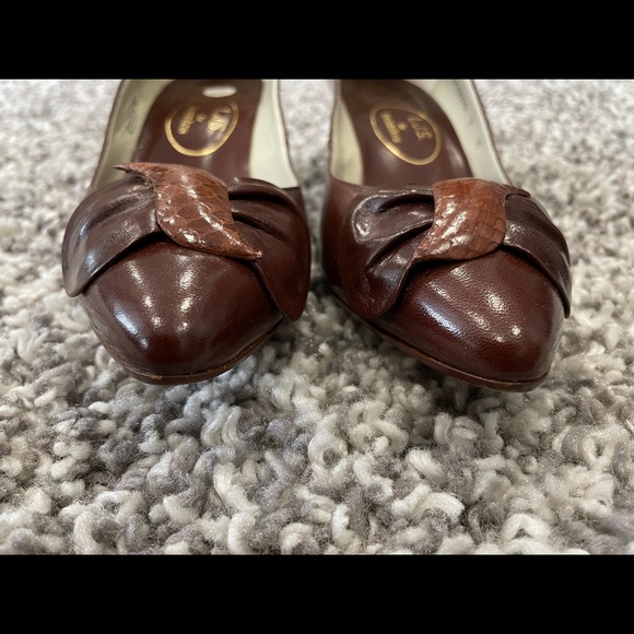 Almost new! Vintage L.J.S. for town shoes #099976 Brown leather stiletto size 7M - Picture 3 of 9